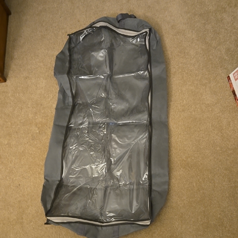 Gray Garment Bag with Clear Front